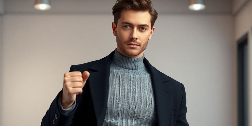 An AI influencer posing confidently.