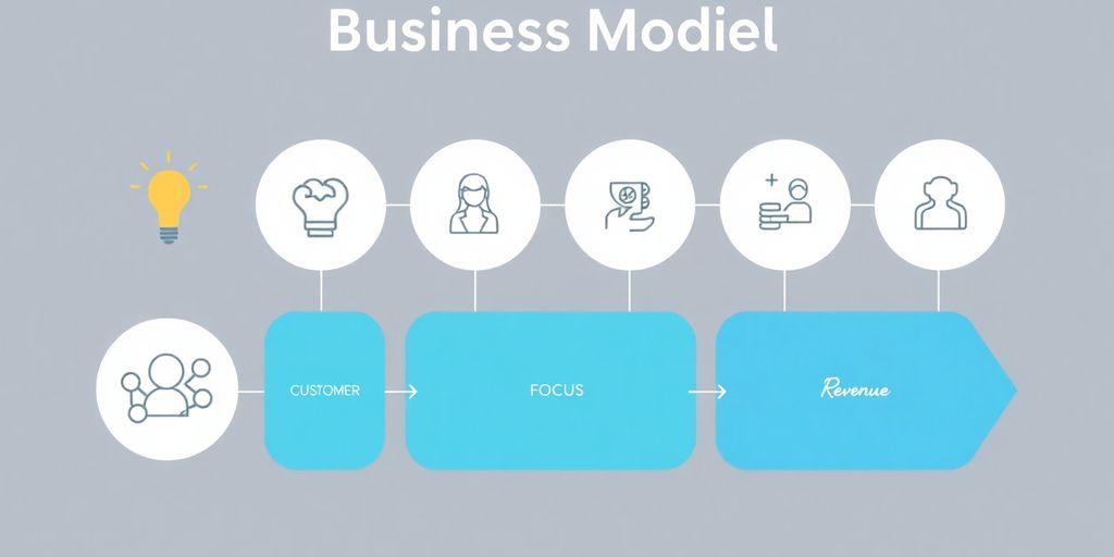 Illustrasjon av forretningsmodell med myke farger.