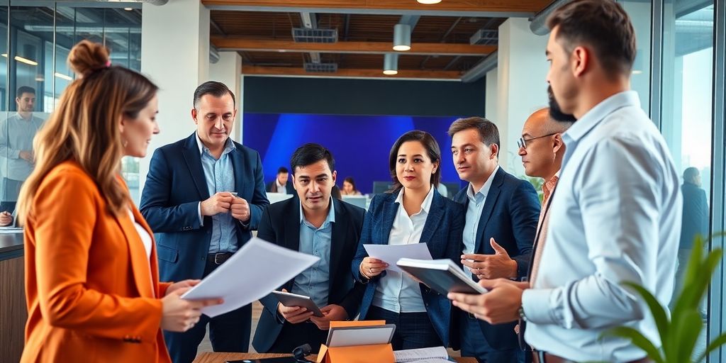 Groupe d'investisseurs discutant de stratégies d'investissement.