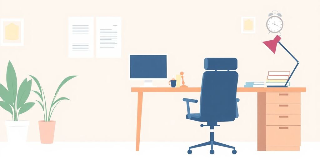 Illustrasjon av arbeidsmiljø og oppsigelse i kontor.