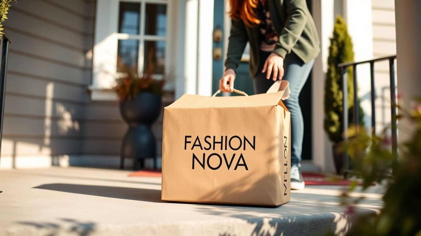 Fashion Nova package delivered on a sunny weekend porch