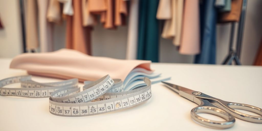 Stylist tools and elegant clothing.