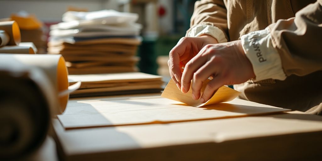 UK factory workers assembling eco-friendly packaging materials.