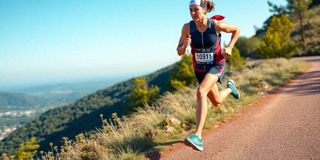 Runner on a trail, embodying speed and determination.