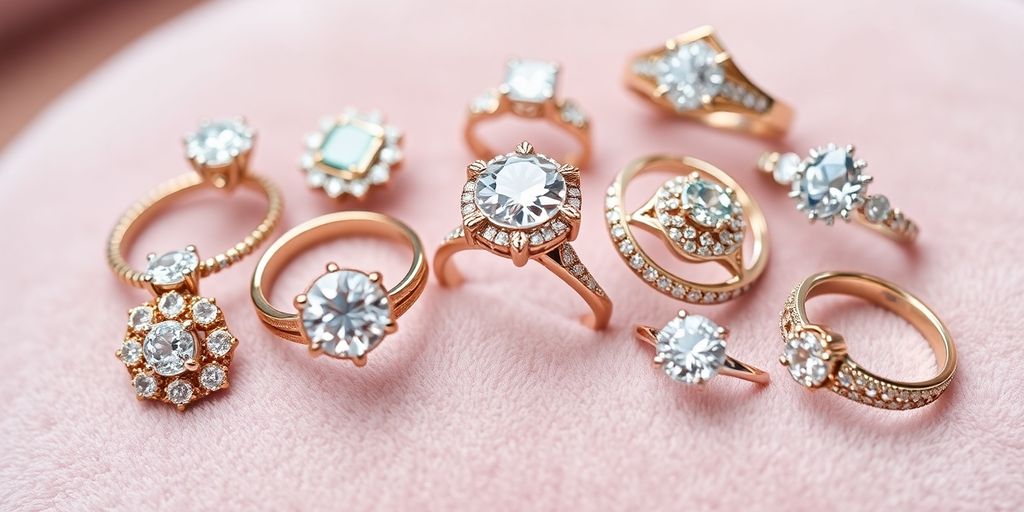 Colorful rings on velvet background for perfect gifting options.
