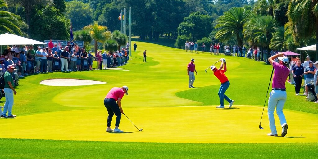 Golfers on a lush course during the championship event.