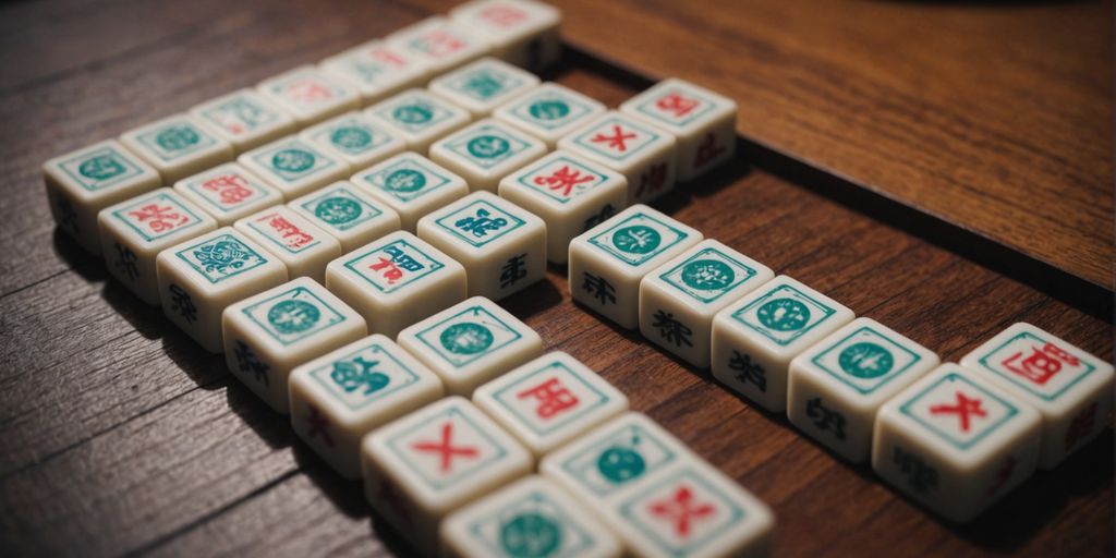 Mahjong tiles and ruler showing standard and specialty sizes.