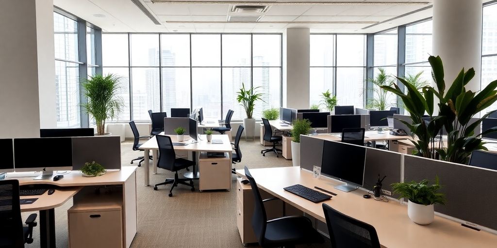 Modern office space interior in Shanghai with flexible layout.