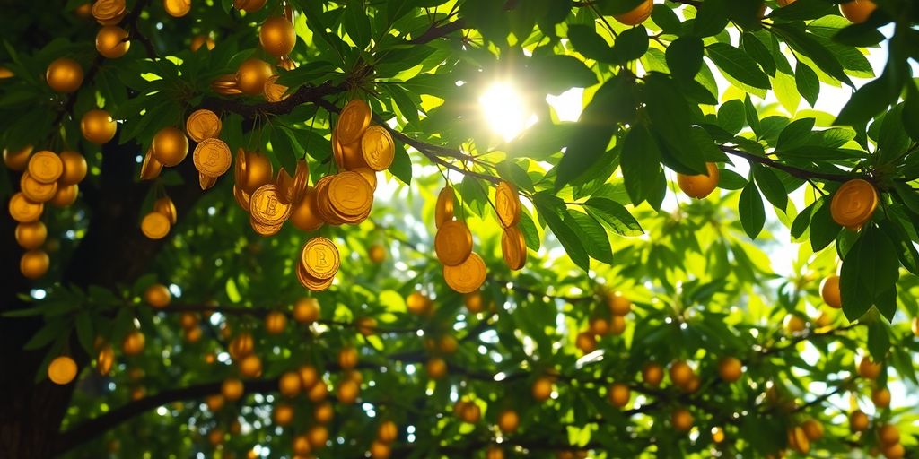 Money growing on a tree branch.