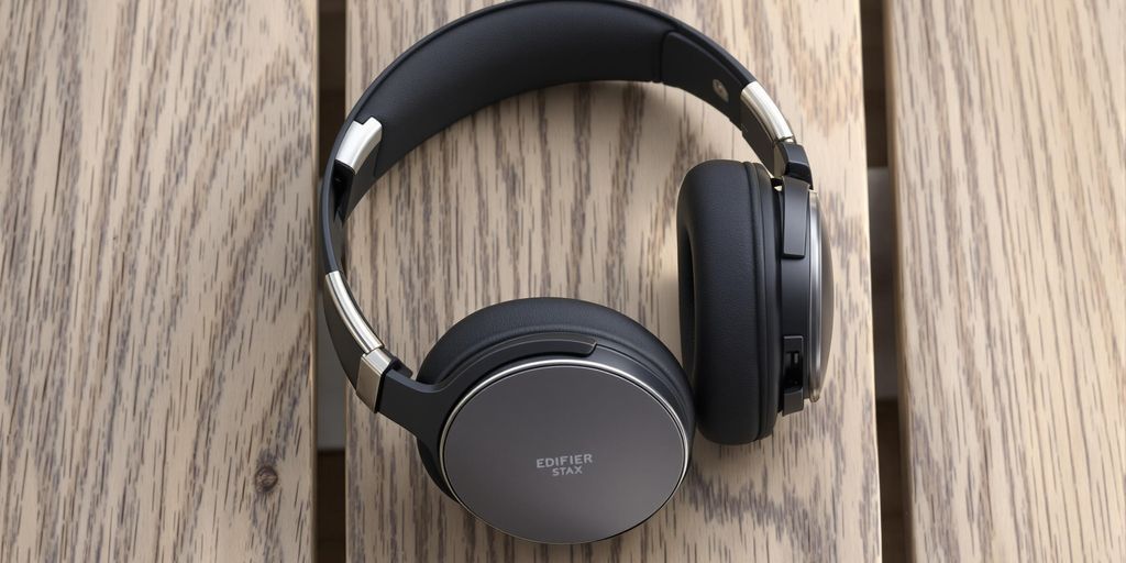 Elegante Edifier Stax Spirit S3 Bluetooth Kopfhörer auf einem Tisch.