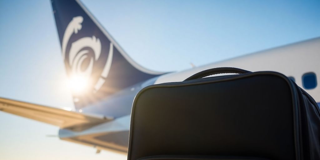 Carry-on bag with Alaska Airlines plane.