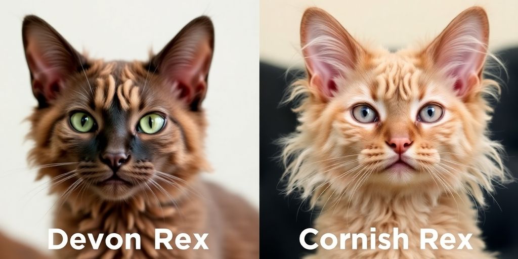 Devon Rex and Cornish Rex cats with wavy coats.