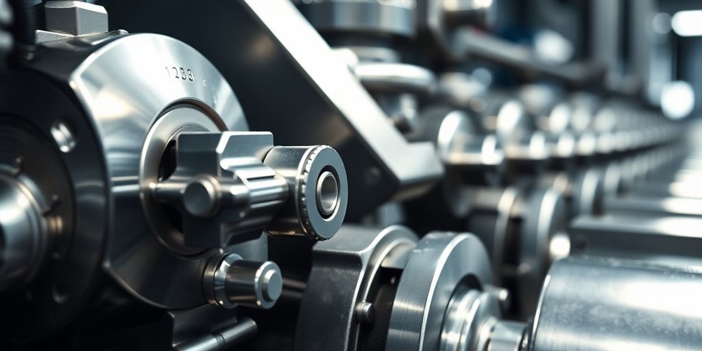 Machines industrielles avec des composants en argent.