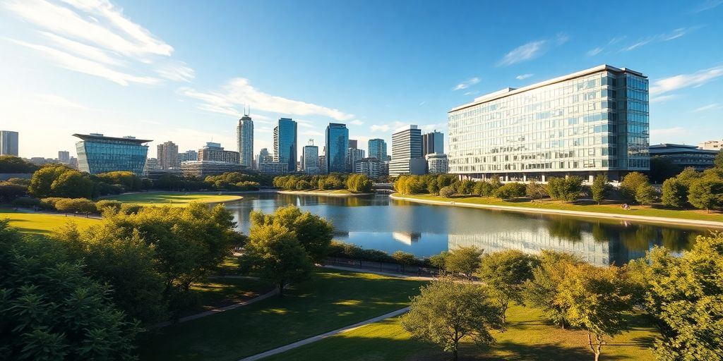 Canberra's modern cityscape with natural beauty.