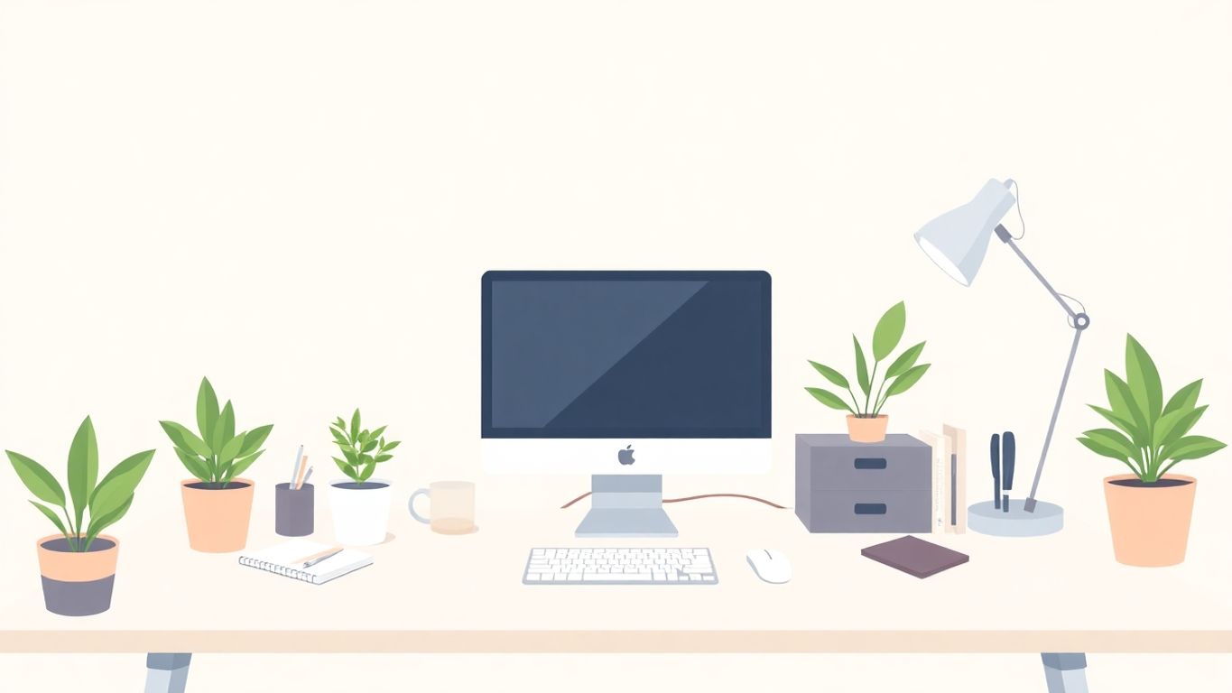 Illustrasjon av et moderne kontor for små bedrifter.