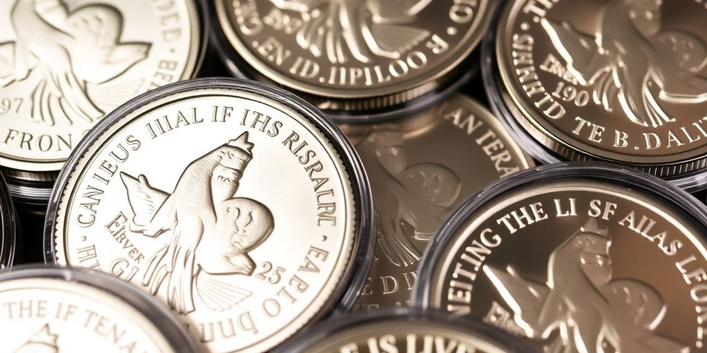 Dallas silver proof coins arranged in a set.
