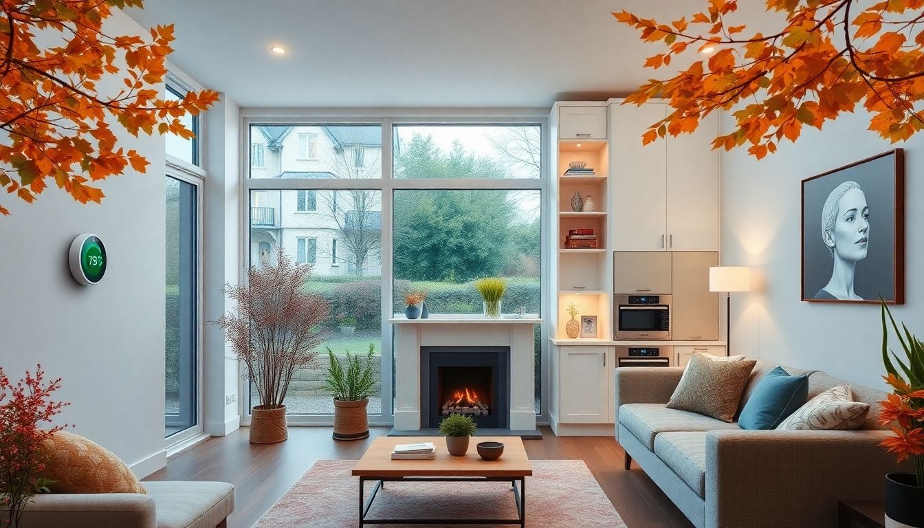 Modern London home with smart technology and seasonal decor.