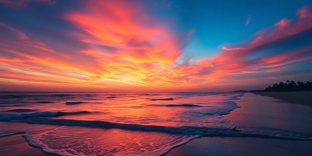 Cabo resort beach with vibrant sunset