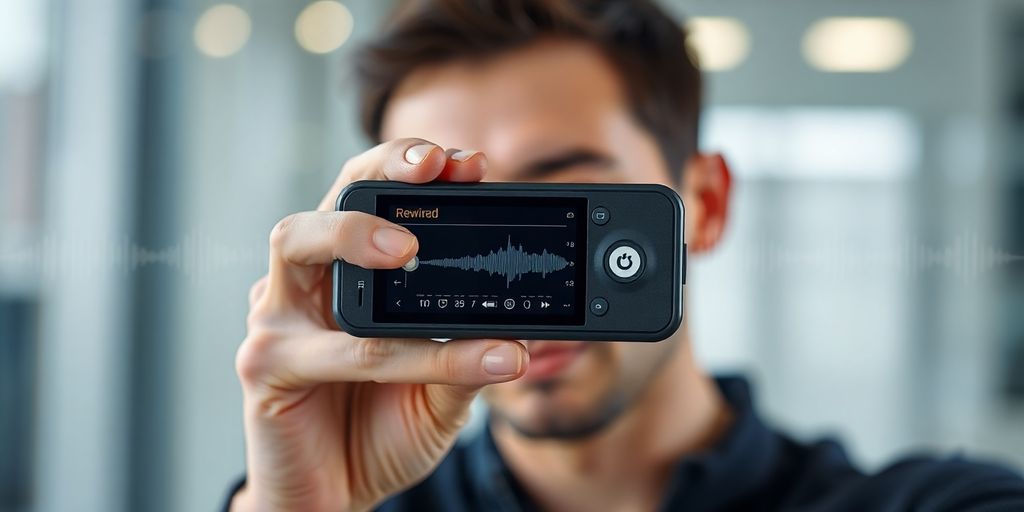 User recording audio with innovative technology.
