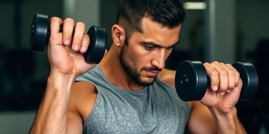 Man performing Zottman curl with dumbbells.