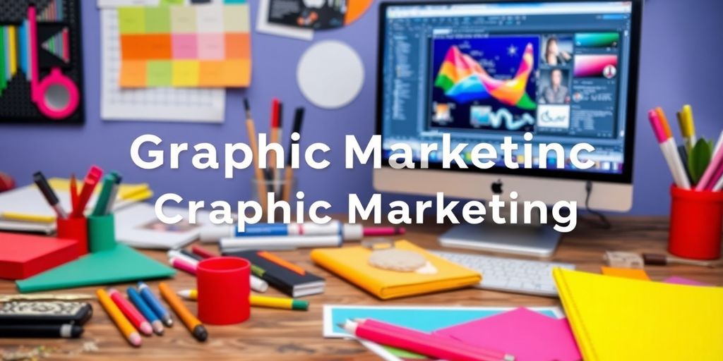 Espaço de trabalho criativo com ferramentas de design gráfico.