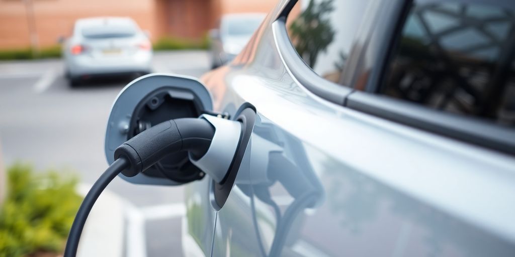 EV charging at free public station.