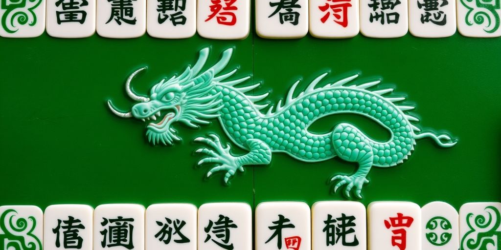Green Dragon tile with azure serpent design