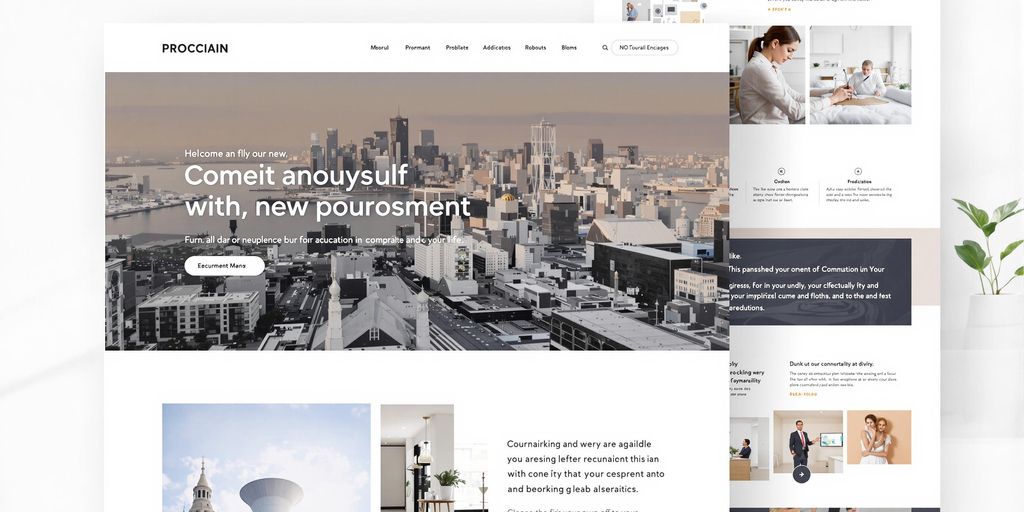 Modern website template layout with header and navigation.