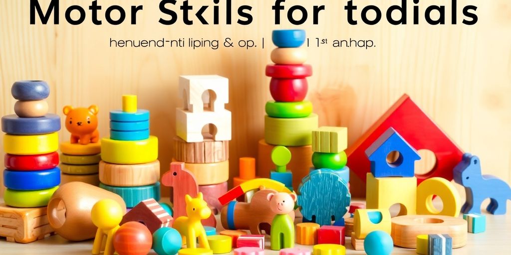 Bunte Holzspielzeuge für Kinder ab 2 Jahren.