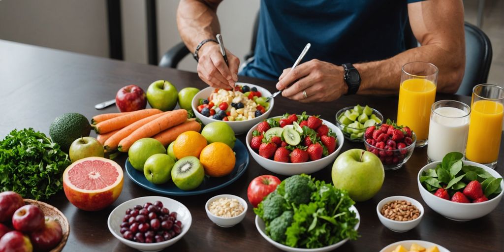 Sports nutritionist advising athlete on balanced diet