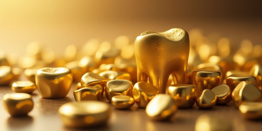 Des pièces de dentisterie en or brillantes et élégantes.