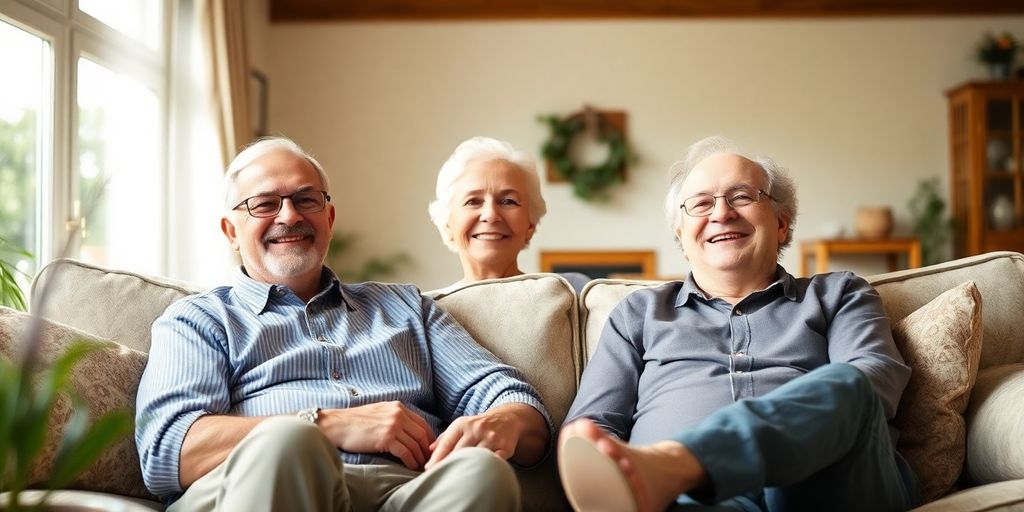 Happy senior couple enjoying retirement at home.
