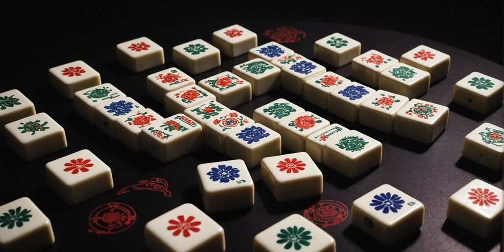 Mahjong tiles on a dark table