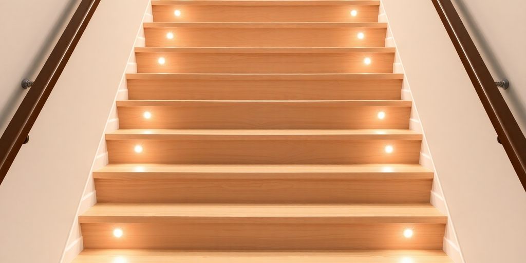 Moderne trap met verlichting en veilige treden.
