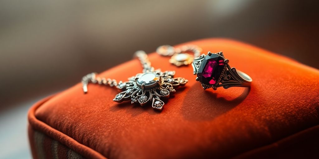 Bijoux anciens sur un coussin