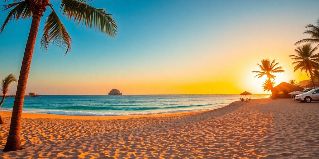 Luxurious Hilton resort beach view in Cabo San Lucas.
