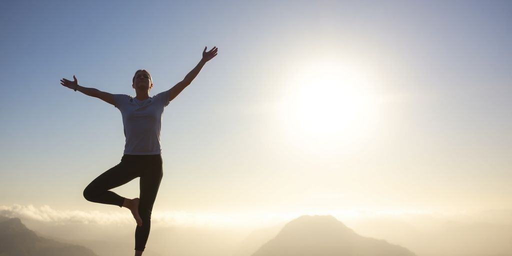 Person stretching peacefully outdoors.