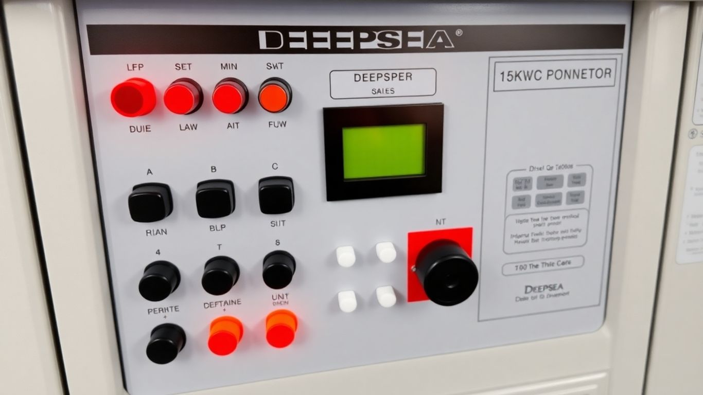 Deepsea control panel on a 15kW diesel generator.