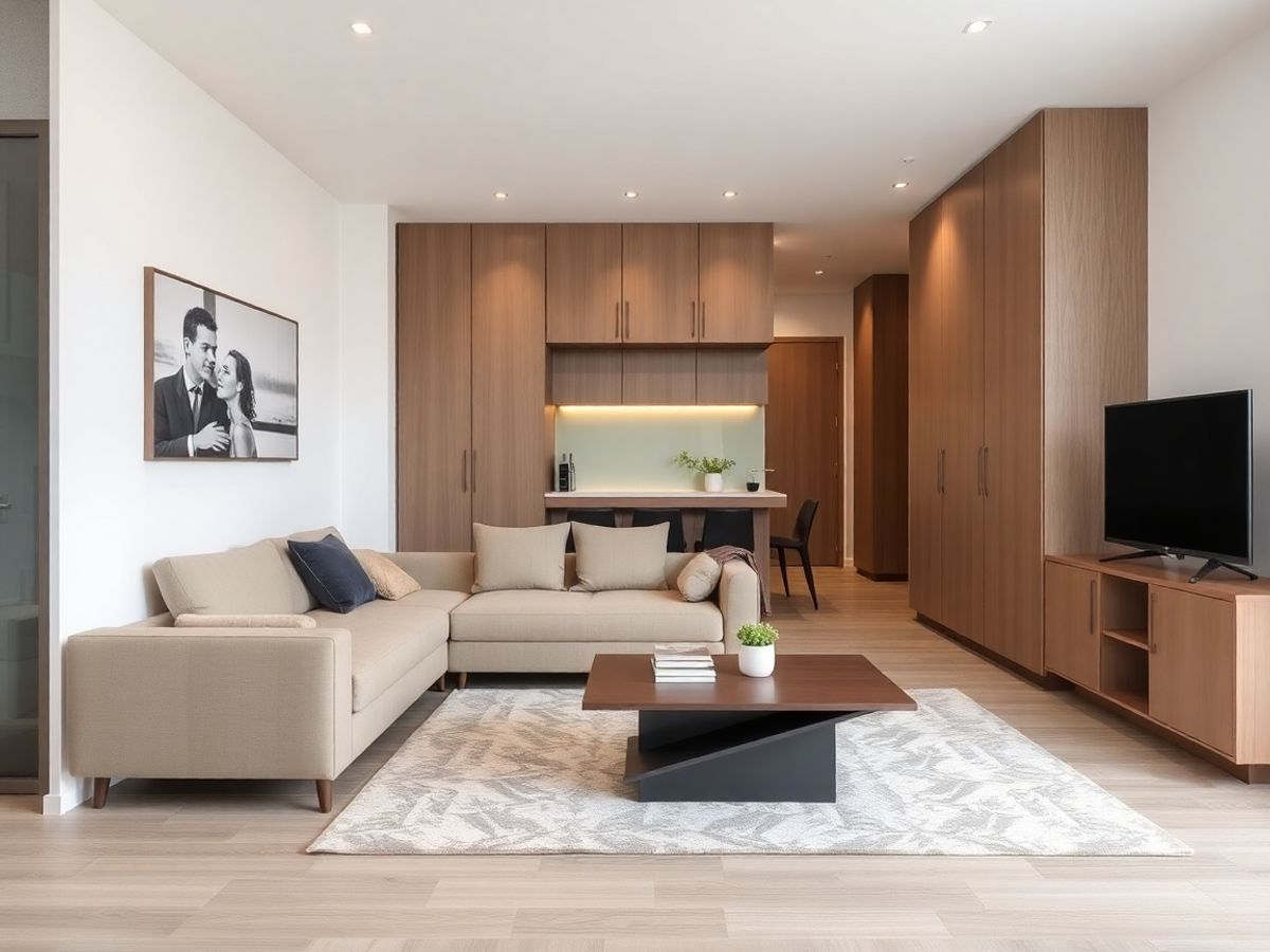 Mobilier transformabil într-un apartament modern și compact.