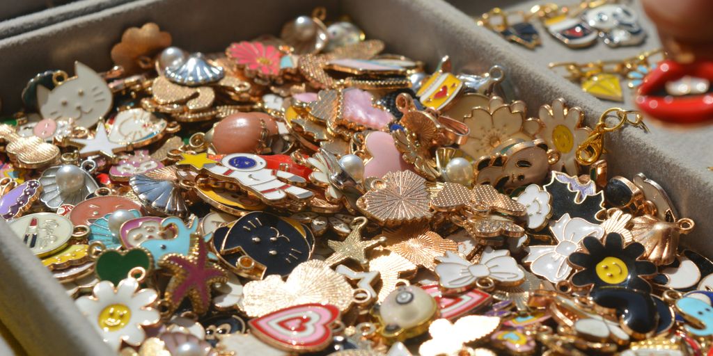 A box overflowing with colorful charms.