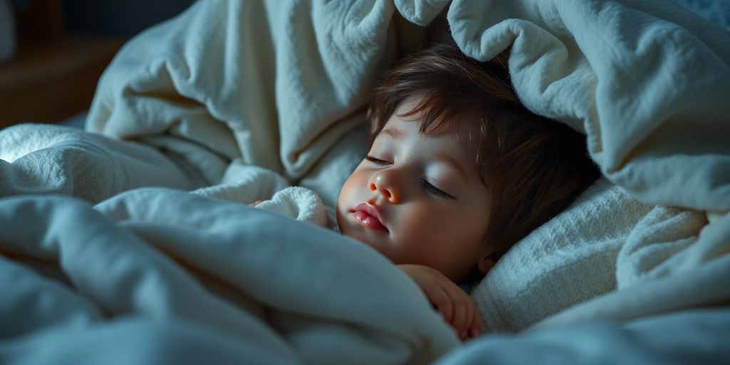 A child sleeping peacefully in a comfortable bed.