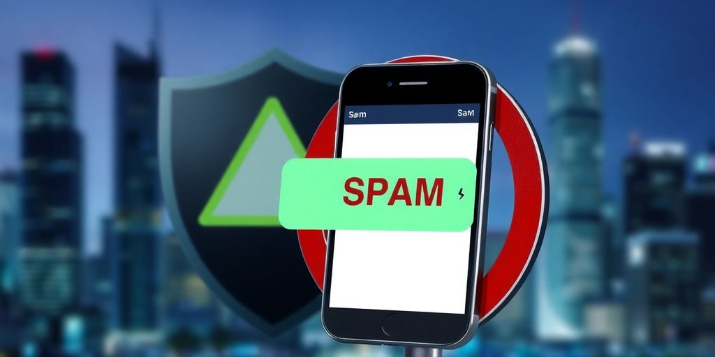 Image d'un téléphone avec un message indésirable.