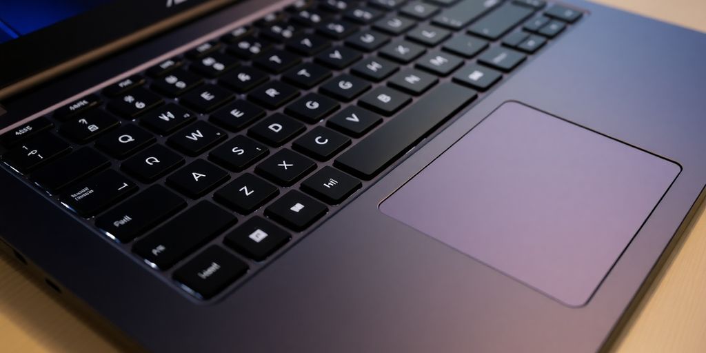 صورة قريبة من لوحة مفاتيح لابتوب آسوس زينبوك برو