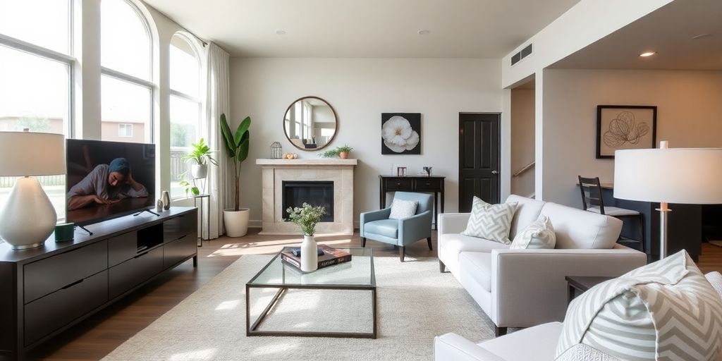 Staged home interior with modern furnishings and natural light.