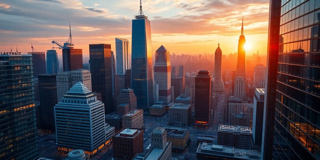 Financial market scene with a dynamic atmosphere.