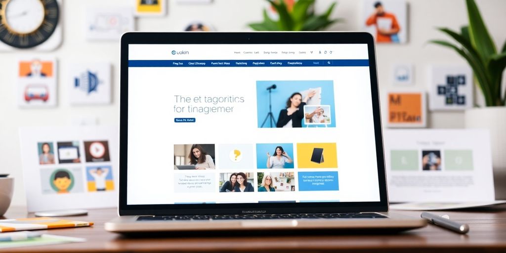 Modern website layout on a laptop with engaging visuals.