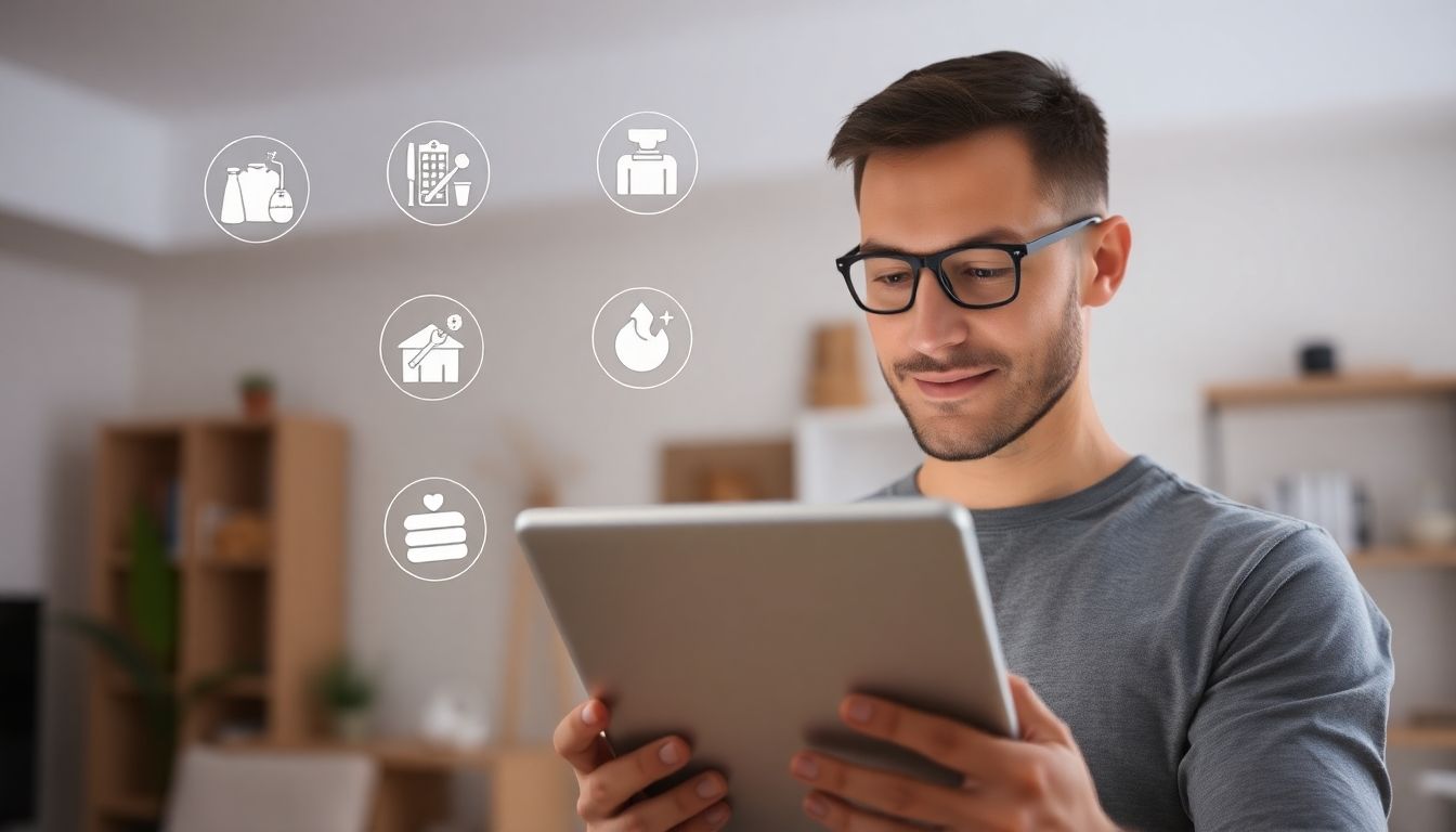 Personne utilisant une tablette pour services à domicile