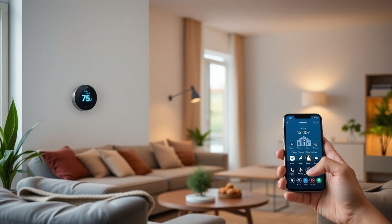 Belgian living room with smart home devices and automation.