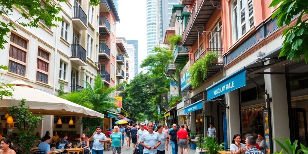 Expats socialising in a lively Kuala Lumpur neighbourhood.