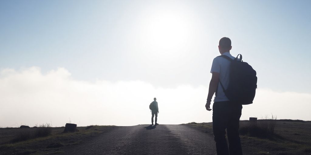 A person changing direction on a path.